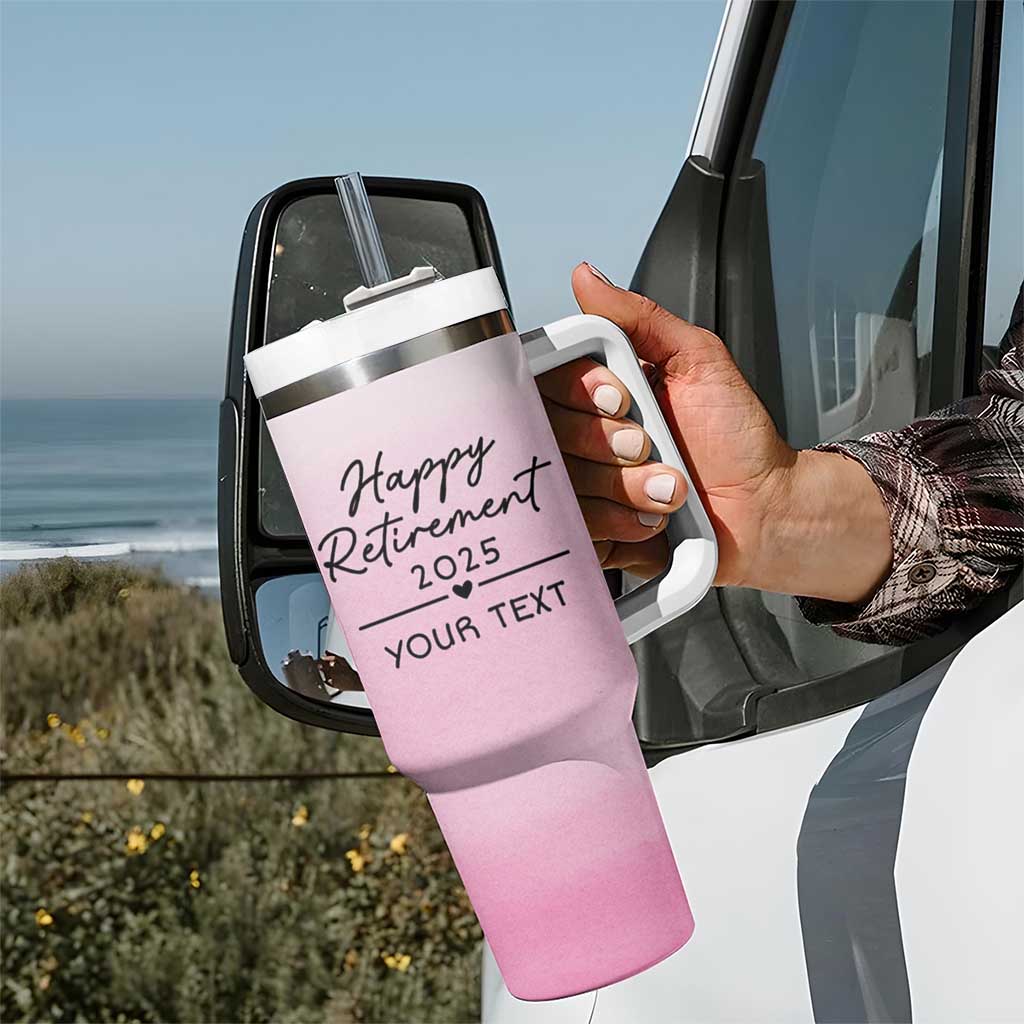 Personalized Retirement Tumbler With Handle Custom Name Officially Retired Gift For Boss Co Worker