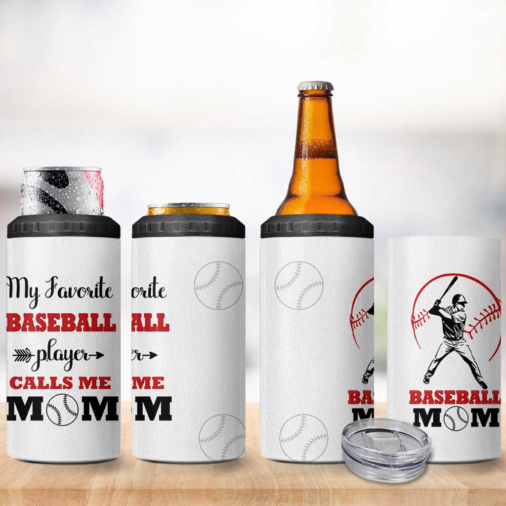 Baseball Mom 4 in 1 Can Cooler Tumbler My Favorite Player Calls Me Mom Mothers Day