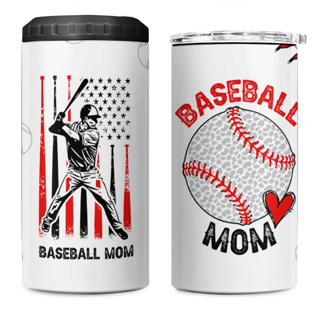 Baseball Mom 4 in 1 Can Cooler Tumbler Leopard Print Mothers Day Birthday Gifts From Daughter Son