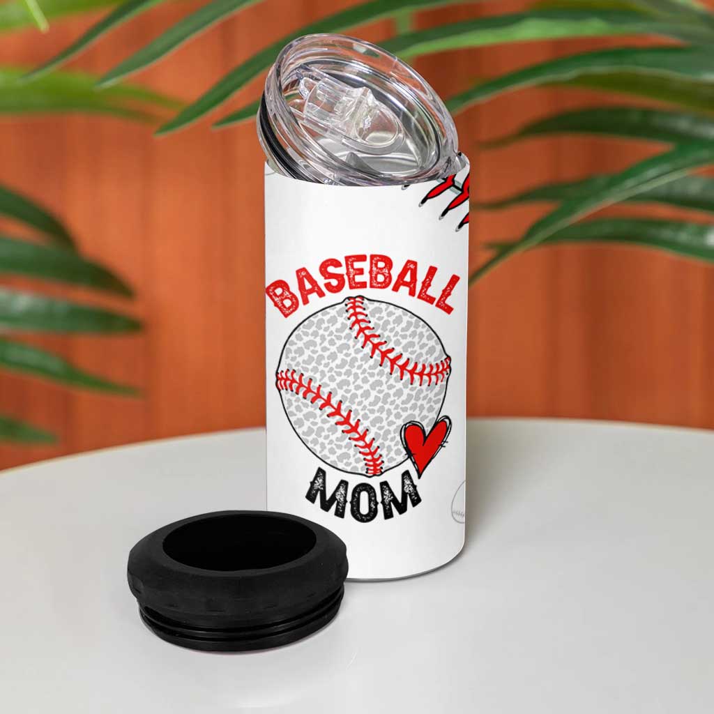 Baseball Mom 4 in 1 Can Cooler Tumbler Leopard Print Mothers Day Birthday Gifts From Daughter Son