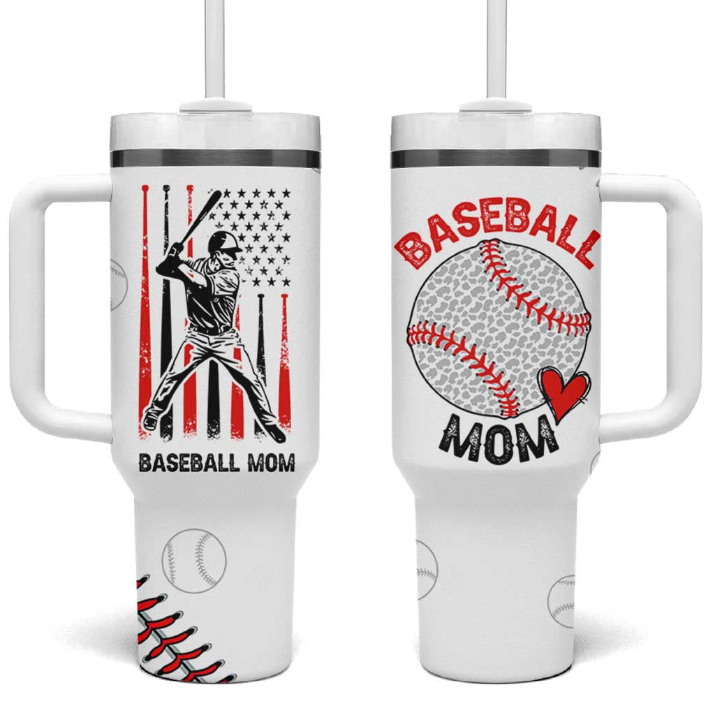 Baseball Mom Tumbler With Handle Leopard Print Mothers Day Birthday Gifts From Daughter Son