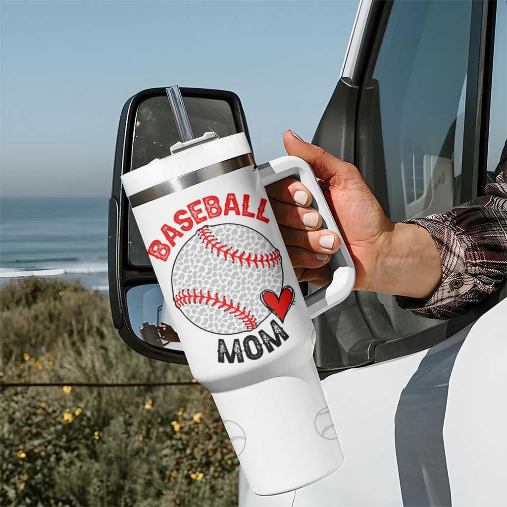 Baseball Mom Tumbler With Handle Leopard Print Mothers Day Birthday Gifts From Daughter Son