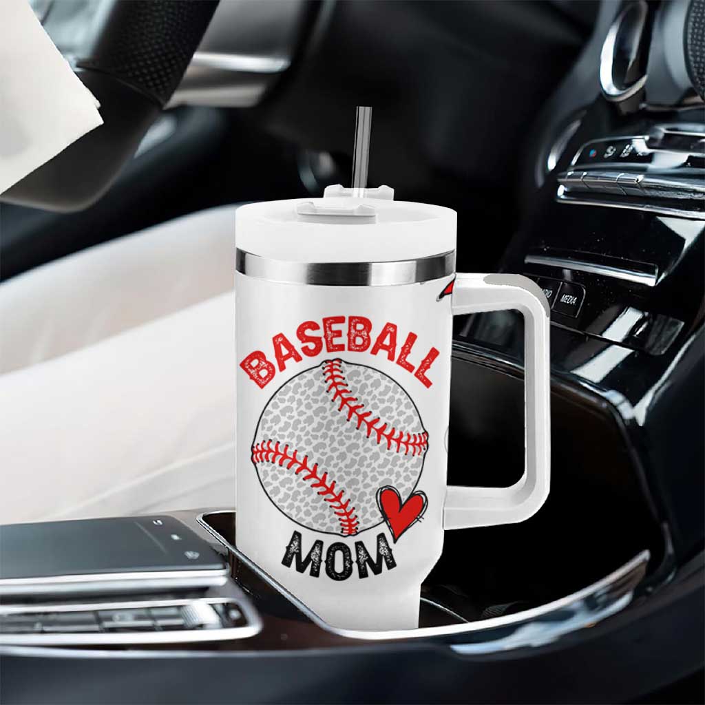 Baseball Mom Tumbler With Handle Leopard Print Mothers Day Birthday Gifts From Daughter Son