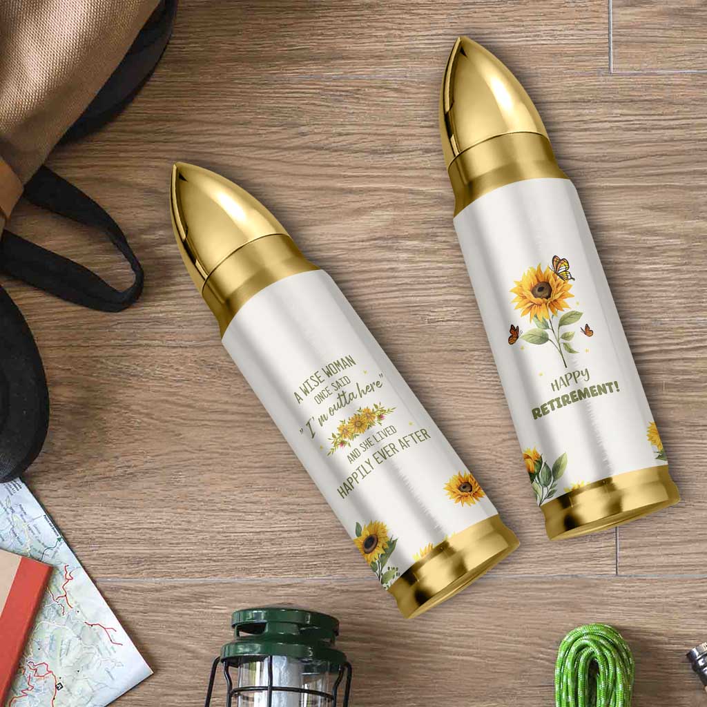 Retirement Gifts For Woman Bullet Tumbler Coworker Leaving A Wise Woman Once Said Im Outta Here Sunflower