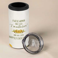 Retirement Gifts For Woman 4 in 1 Can Cooler Tumbler Coworker Leaving A Wise Woman Once Said Im Outta Here Sunflower