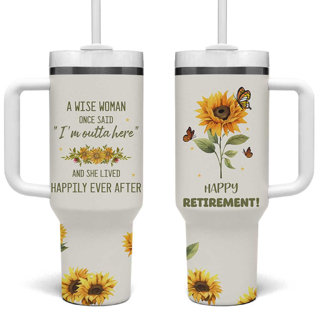 Retirement Gifts For Woman Tumbler With Handle Coworker Leaving A Wise Woman Once Said Im Outta Here Sunflower