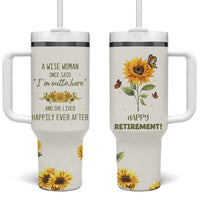 Retirement Gifts For Woman Tumbler With Handle Coworker Leaving A Wise Woman Once Said Im Outta Here Sunflower