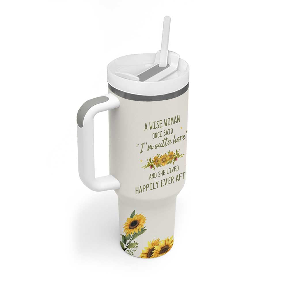 Retirement Gifts For Woman Tumbler With Handle Coworker Leaving A Wise Woman Once Said Im Outta Here Sunflower