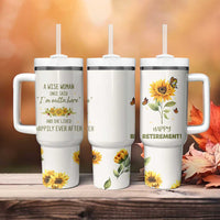 Retirement Gifts For Woman Tumbler With Handle Coworker Leaving A Wise Woman Once Said Im Outta Here Sunflower