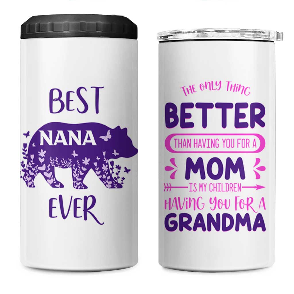 Cute grandma 4 in 1 Can Cooler Tumbler Best Nana Ever - Wonder Print Shop