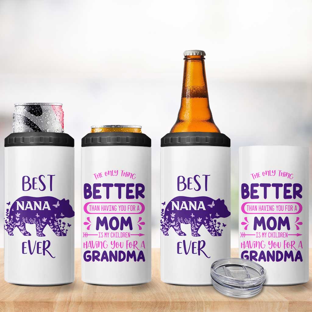 Cute grandma 4 in 1 Can Cooler Tumbler Best Nana Ever - Wonder Print Shop