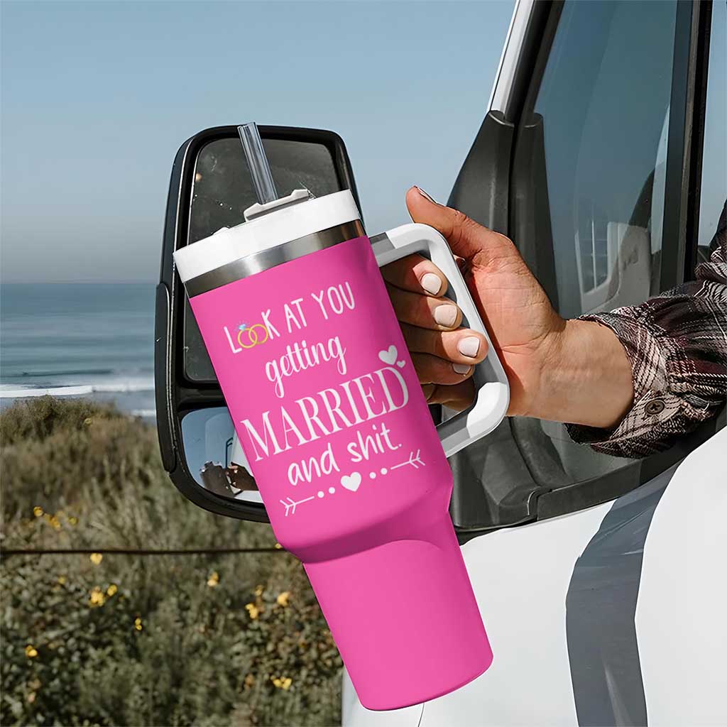 Funny Bride Tumbler With Handle Look At You Getting All Married And Sh*t - Wonder Print Shop