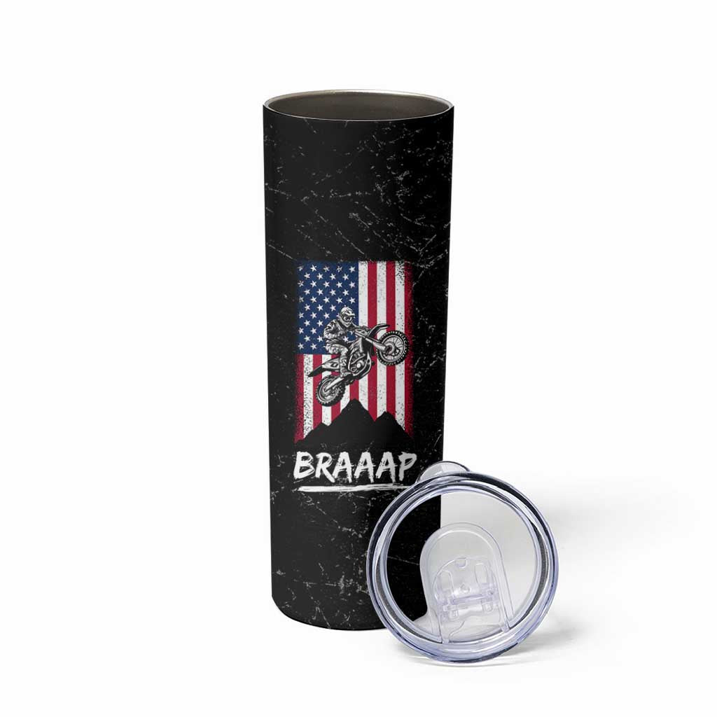 Braap Motocross Dirt Bike Skinny Tumbler Braaap Vintage USA American Flag Vintage Bikers Club