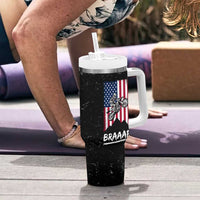 Braap Motocross Dirt Bike Tumbler With Handle Braaap Vintage USA American Flag Vintage Bikers Club