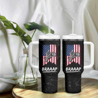 Braap Motocross Dirt Bike Tumbler With Handle Braaap Vintage USA American Flag Vintage Bikers Club