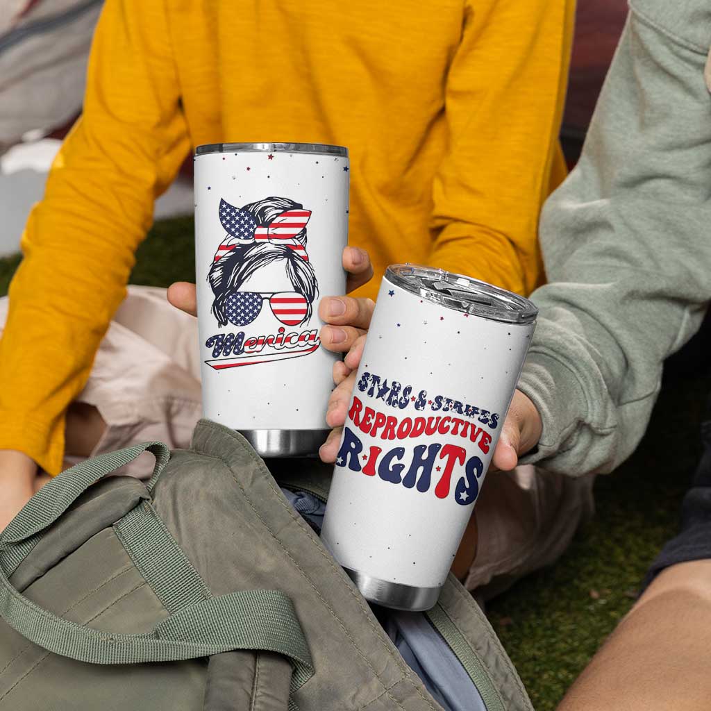 Retro Reproductive Rights Tumbler Cup Merica Stars Stripes Feminist 4th Of July