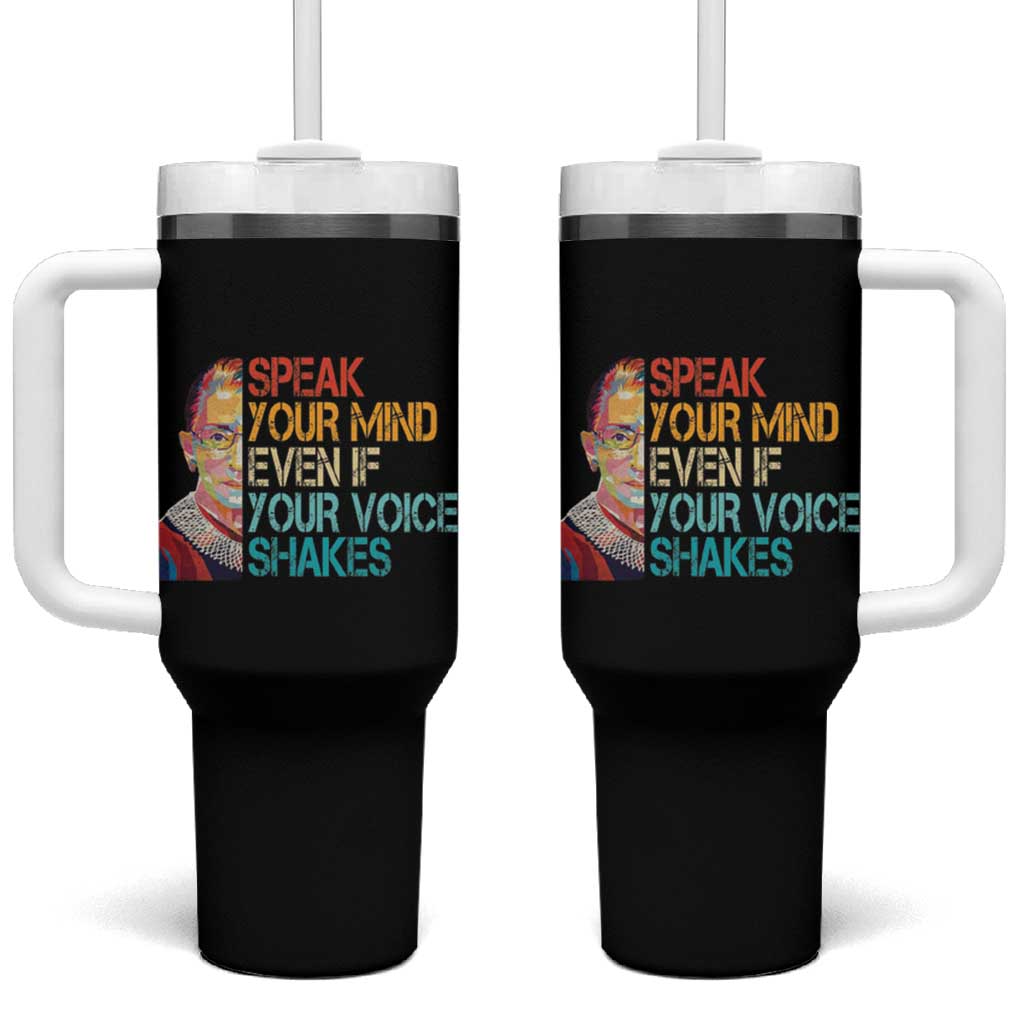 Ruth Bader Ginsburg RBG Quote Tumbler With Handle Speak Your Mind Even If Your Voice Shakes Feminist Gifts Women - Wonder Print Shop