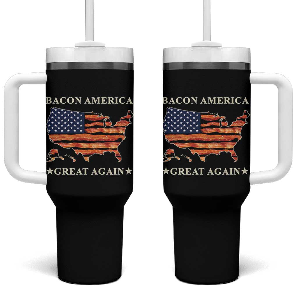 Funny Bacon American Great Again US Flag Tumbler With Handle