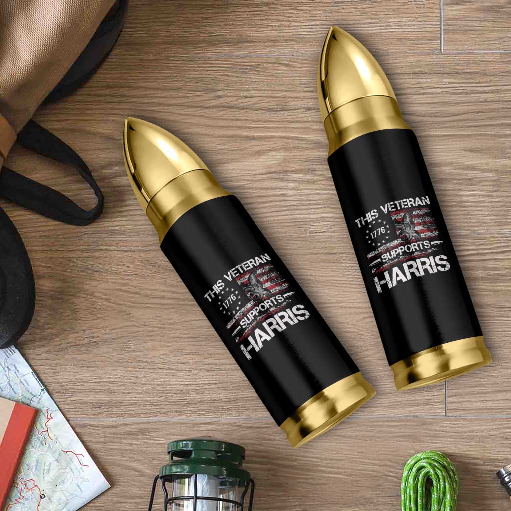This Veteran Supports Harris 2024 Bullet Tumbler American Flag 4th Of July Madam President