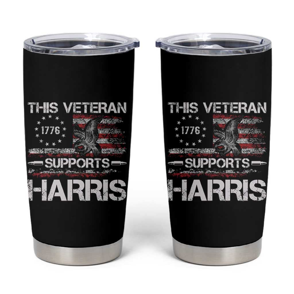This Veteran Supports Harris 2024 Tumbler Cup American Flag 4th Of July Madam President - Wonder Print Shop