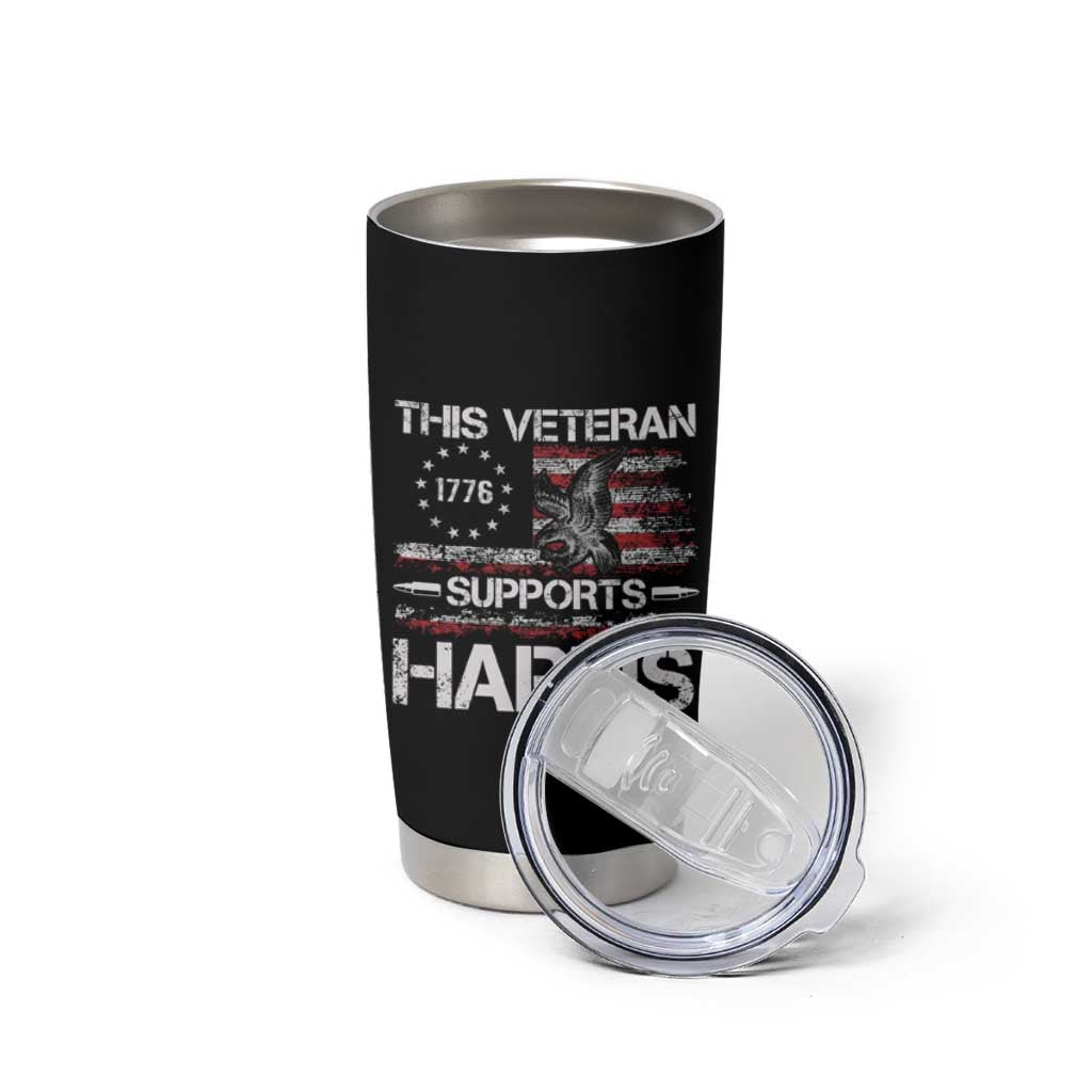This Veteran Supports Harris 2024 Tumbler Cup American Flag 4th Of July Madam President - Wonder Print Shop