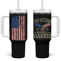 This Veteran Supports Harris 2024 Election Tumbler With Handle American Flag Eagle Grandpa Dad Gifts - Wonder Print Shop