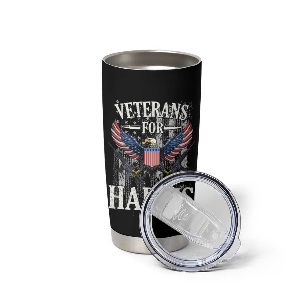 Veterans For Harris Walz 2024 Election Tumbler Cup American Flag Eagle Grandpa Dad Gifts - Wonder Print Shop