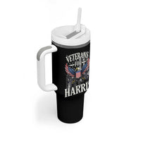 Veterans For Harris Walz 2024 Election Tumbler With Handle American Flag Eagle Grandpa Dad Gifts - Wonder Print Shop