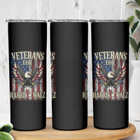 Veterans For Harris Walz 2024 Election Skinny Tumbler American Flag Eagle Grandpa Dad Gifts - Wonder Print Shop