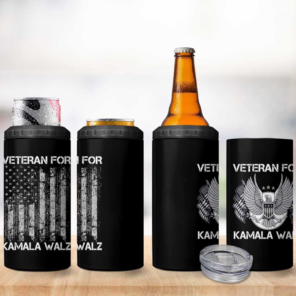Veterans For Harris Walz 2024 Election 4 in 1 Can Cooler Tumbler American Flag Eagle Uncle Grandpa Dad Gifts - Wonder Print Shop