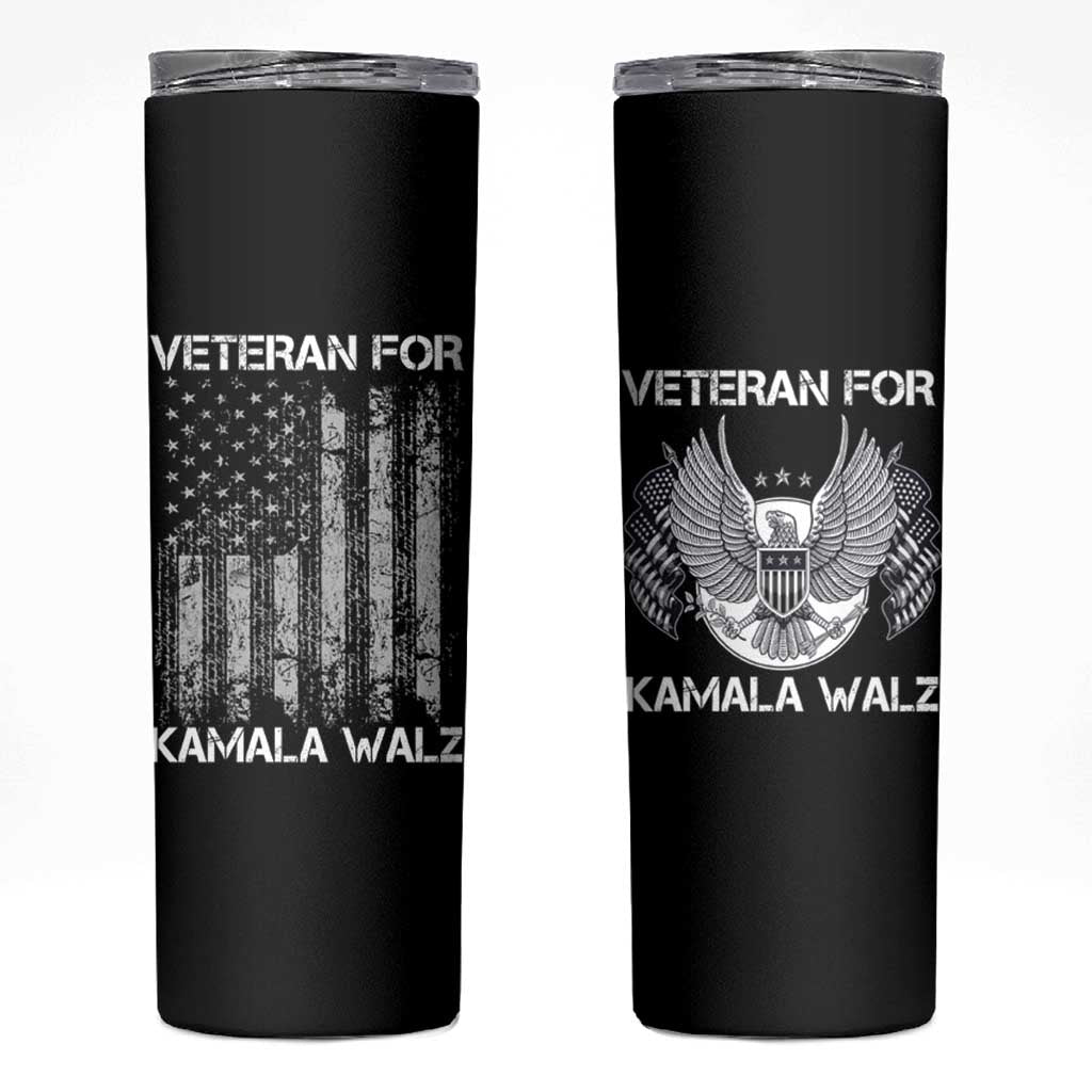 Veterans For Harris Walz 2024 Election Skinny Tumbler American Flag Eagle Uncle Grandpa Dad Gifts - Wonder Print Shop