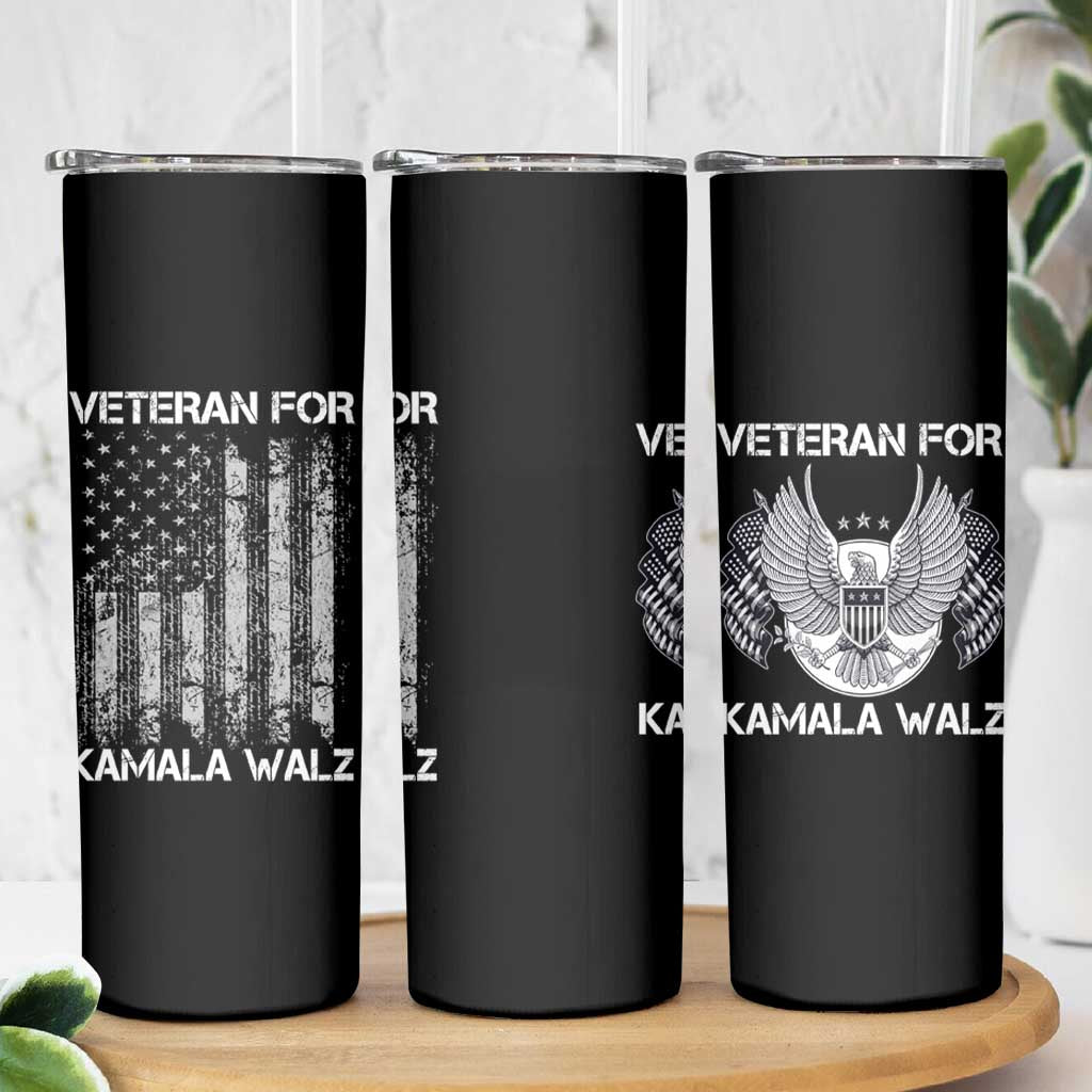Veterans For Harris Walz 2024 Election Skinny Tumbler American Flag Eagle Uncle Grandpa Dad Gifts - Wonder Print Shop