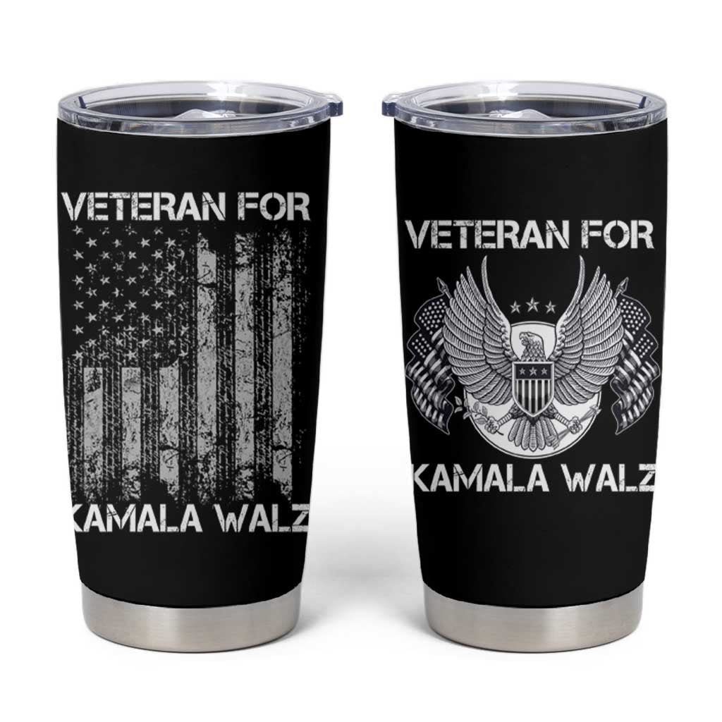 Veterans For Harris Walz 2024 Election Tumbler Cup American Flag Eagle Uncle Grandpa Dad Gifts - Wonder Print Shop