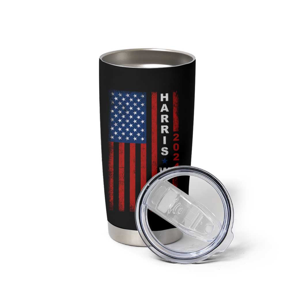 Harris Walz 2024 Election Tumbler Cup Mind Your Own Damn Business American Flag - Wonder Print Shop