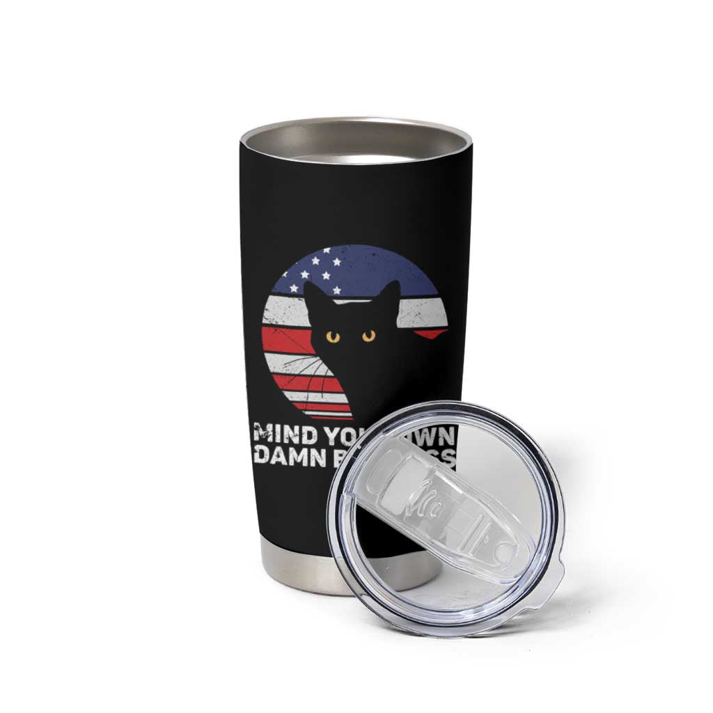 Harris Walz 2024 Election Tumbler Cup Tim Walzt Mind Your Own Damn Business Cat Ladies Vote for Blue American Flag - Wonder Print Shop