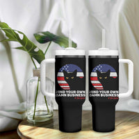Harris Walz 2024 Election Tumbler With Handle Tim Walzt Mind Your Own Damn Business Cat Ladies Vote for Blue American Flag - Wonder Print Shop