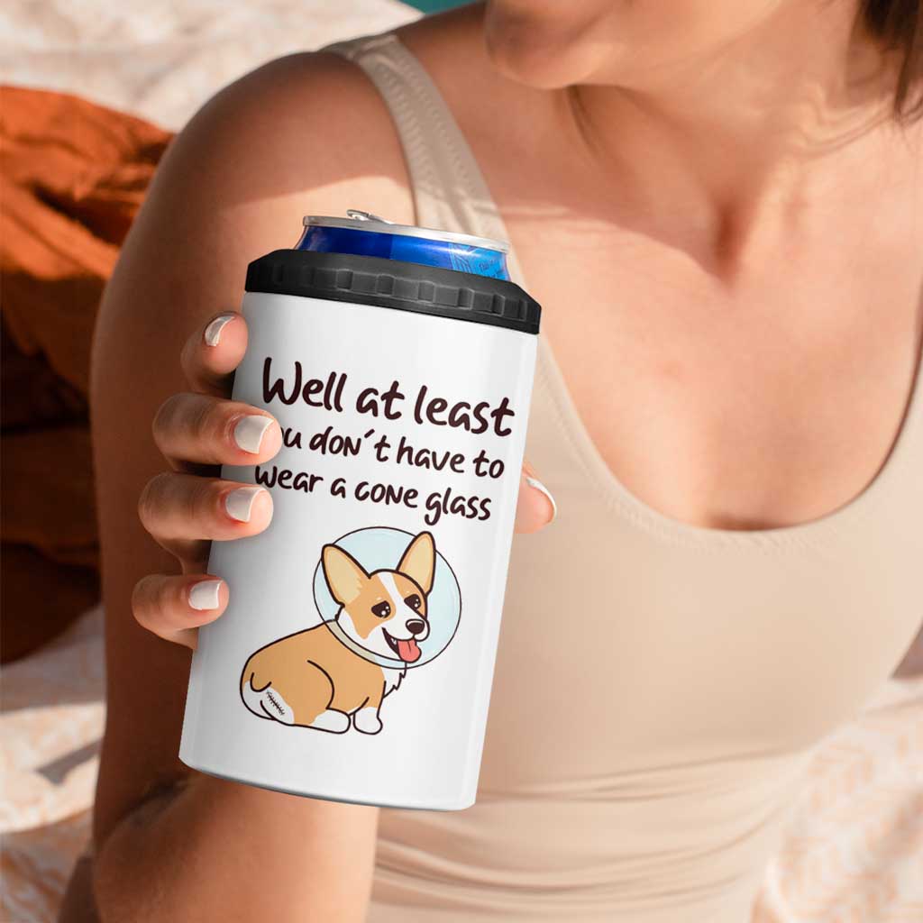 Funny Get Well Soon Gifts 4 in 1 Can Cooler Tumbler At Least You Dont Have To Wear A Cone - Wonder Print Shop