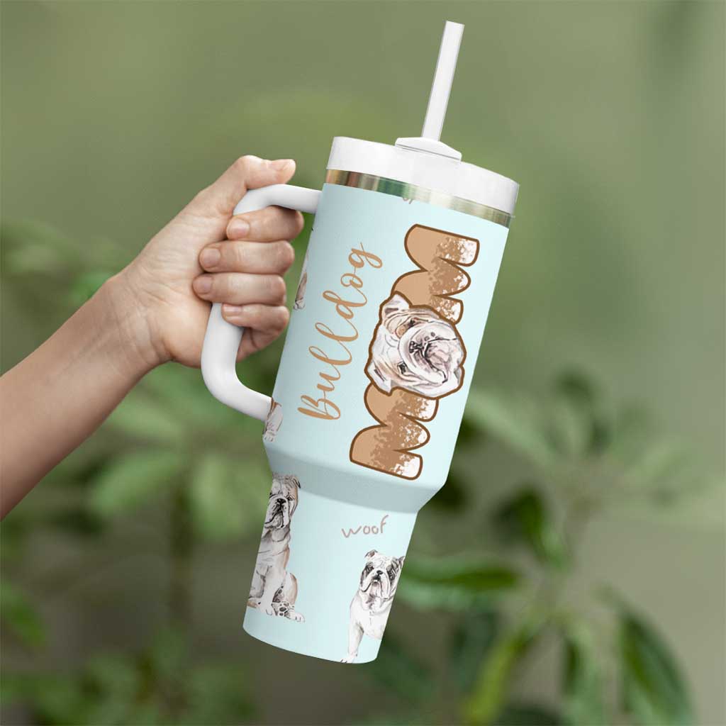 Bulldog Dog Mom Tumbler With Handle Funny Dog Lover Mothers Day Gifts