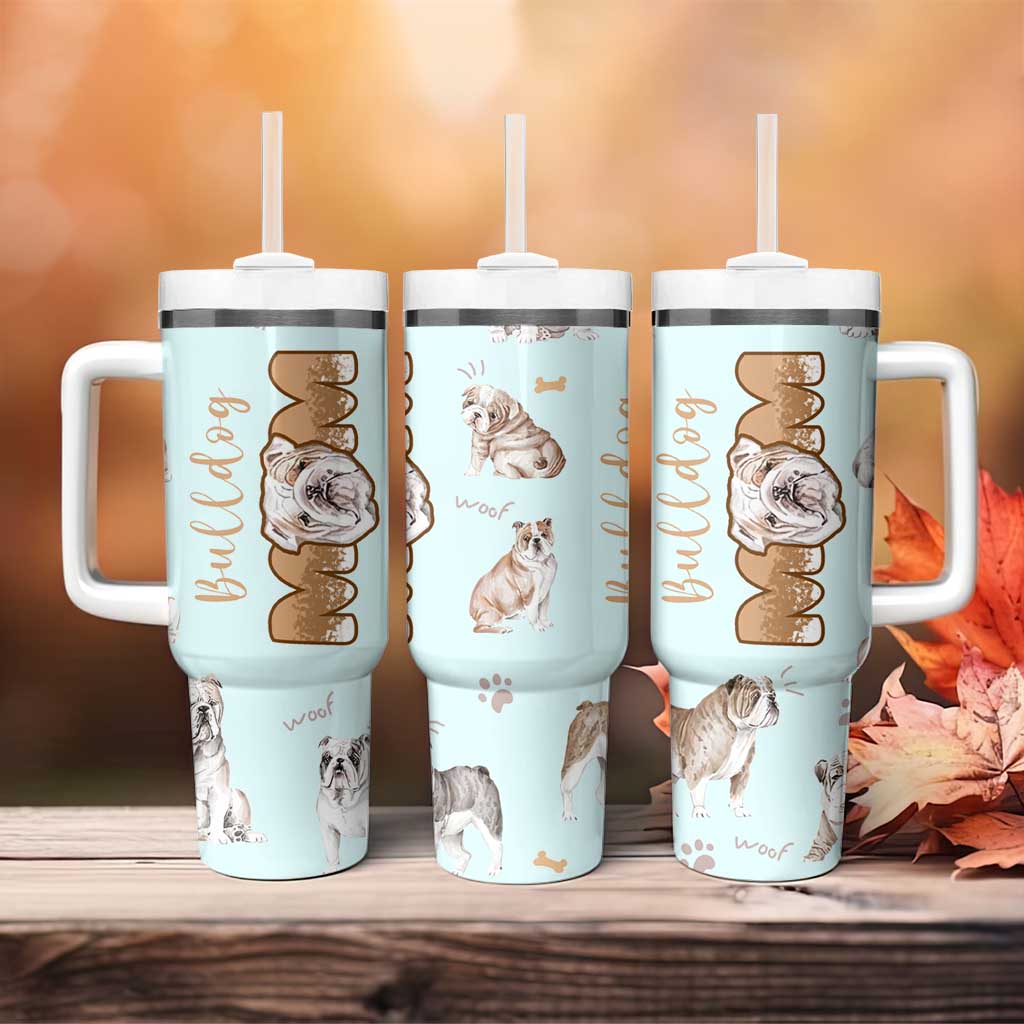 Bulldog Dog Mom Tumbler With Handle Funny Dog Lover Mothers Day Gifts