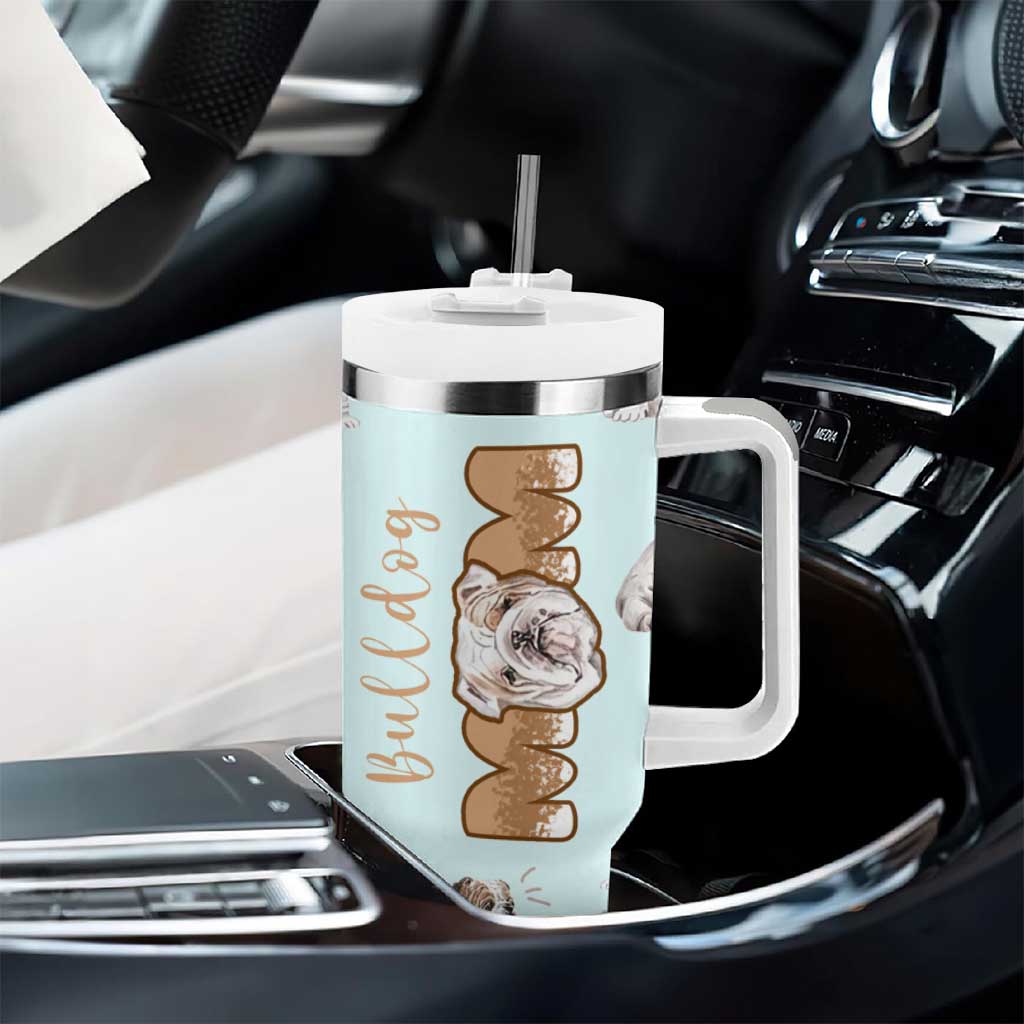 Bulldog Dog Mom Tumbler With Handle Funny Dog Lover Mothers Day Gifts
