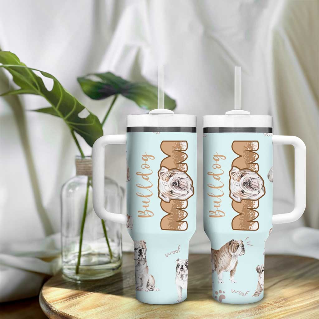 Bulldog Dog Mom Tumbler With Handle Funny Dog Lover Mothers Day Gifts