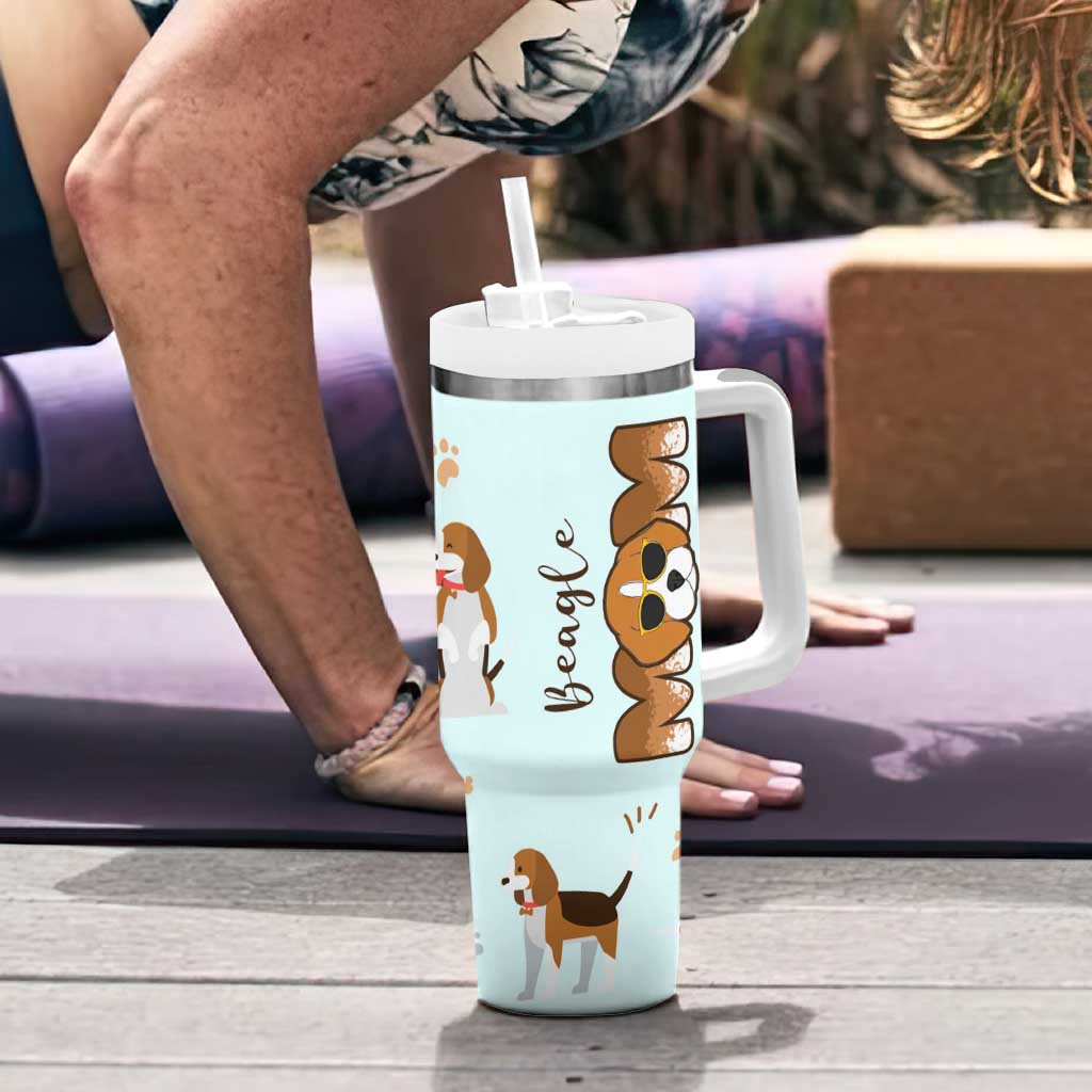 Beagle Dog Mom Tumbler With Handle Funny Dog Lover Mothers Day Gifts
