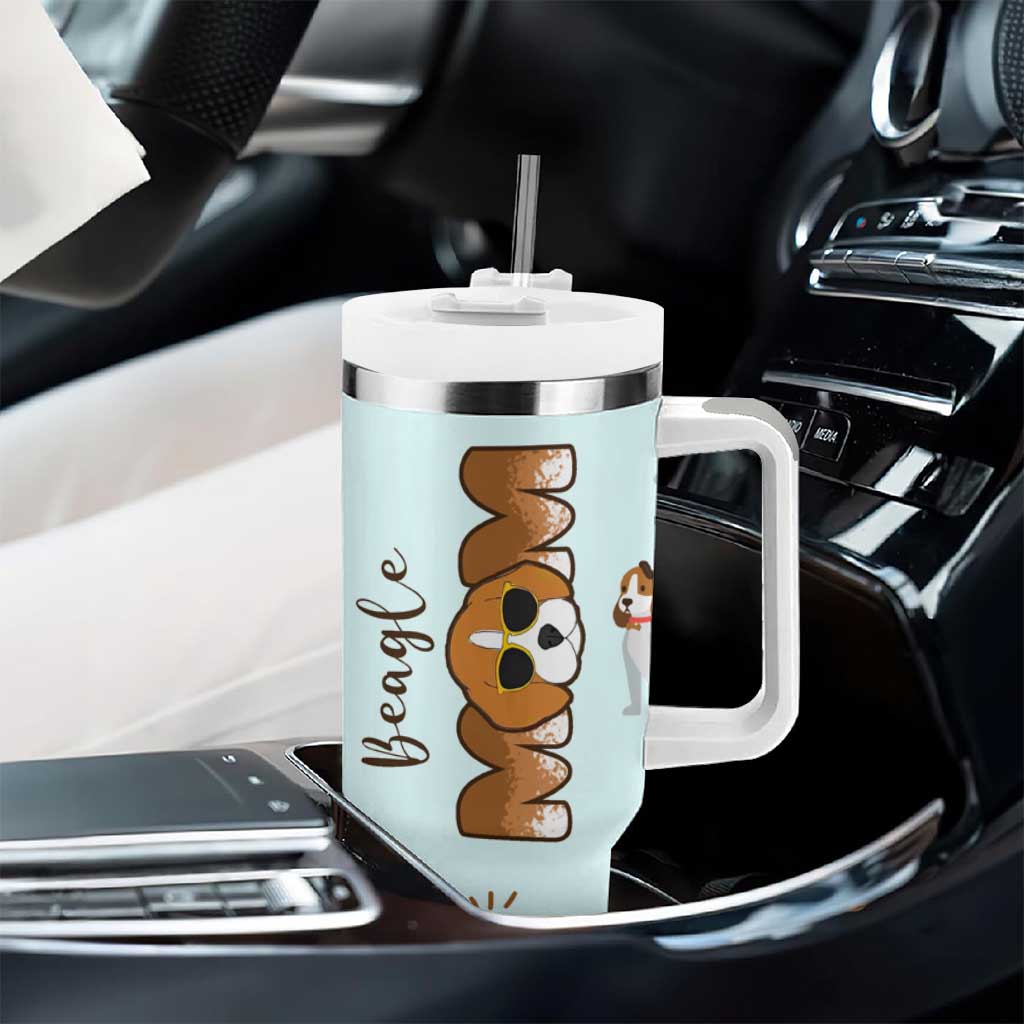 Beagle Dog Mom Tumbler With Handle Funny Dog Lover Mothers Day Gifts
