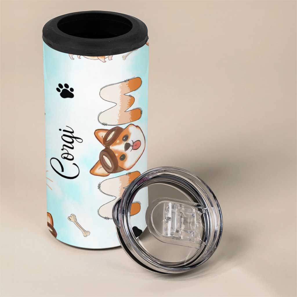 Corgi Dog Mom 4 in 1 Can Cooler Tumbler Funny Dog Lover Mothers Day Gifts