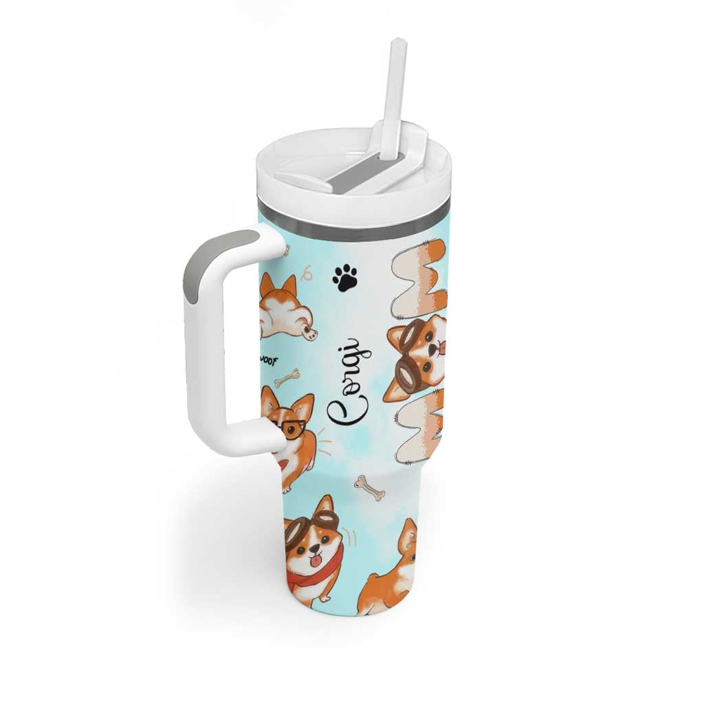 Corgi Dog Mom Tumbler With Handle Funny Dog Lover Mothers Day Gifts