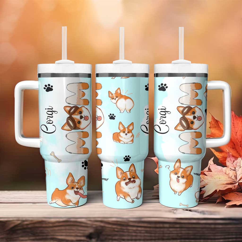 Corgi Dog Mom Tumbler With Handle Funny Dog Lover Mothers Day Gifts