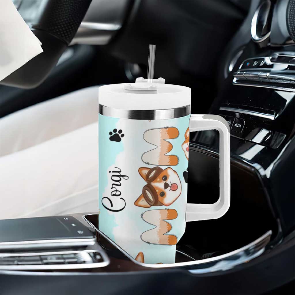 Corgi Dog Mom Tumbler With Handle Funny Dog Lover Mothers Day Gifts