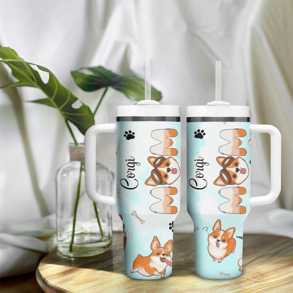 Corgi Dog Mom Tumbler With Handle Funny Dog Lover Mothers Day Gifts