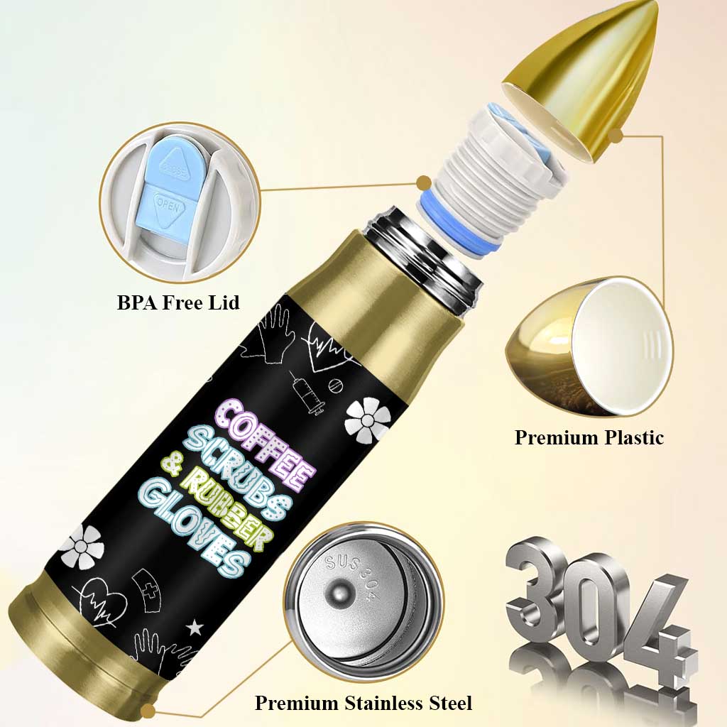 Coffee Scrubs Rubber Gloves Bullet Tumbler Funny Nurse Doctor Hospital Staff Gifts