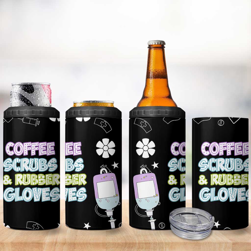 Coffee Scrubs Rubber Gloves 4 in 1 Can Cooler Tumbler Funny Nurse Doctor Hospital Staff Gifts